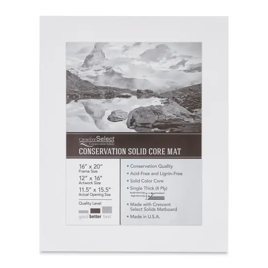 Crescent Select Conservation Solids Pre-Cut Mat - Vivid White, 4 ply, 16" x 20" {1}