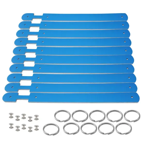 Blank Leather Keychains &ndash; DIY Engraving Kit, Pack of 10 (&frac34;" x 4.5") Ultra Blue {1}
