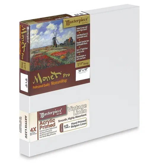 Masterpiece Monet Pro Artfix Linen Canvas - 12" x 12", Acrylic Primed {1}
