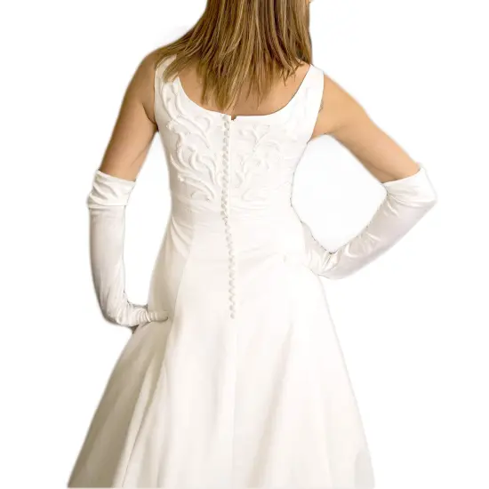 White Satin Opera Gloves - Roaring 20's Fancy Flapper Elbow Gloves - 1 Pair {6}