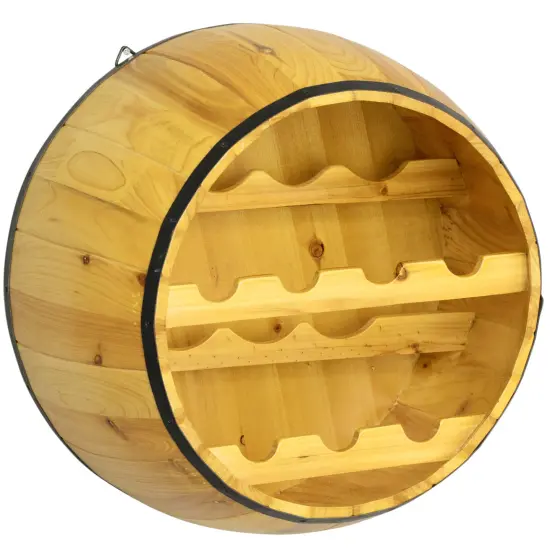 Wooden Hanging Wine Barrel Wine Rack {3}