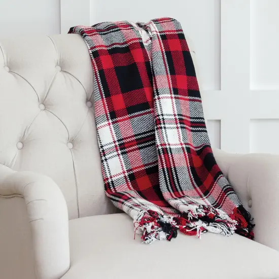 Fireside Plaid Woven 50" x 60" Fringe Throw Blanket {3}