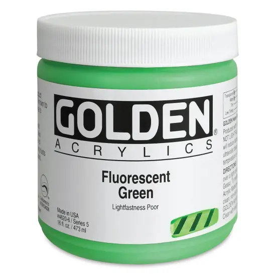 Golden Heavy Body Artist Acrylics - Fluorescent Green, 16 oz jar {1}