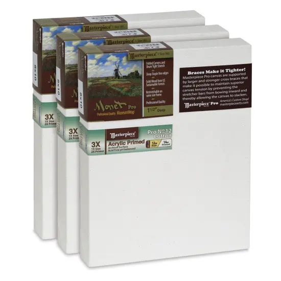 Masterpiece Monet Pro Sausalito Cotton Canvas - Value Pack Set of 3, 8" x 10" {1}