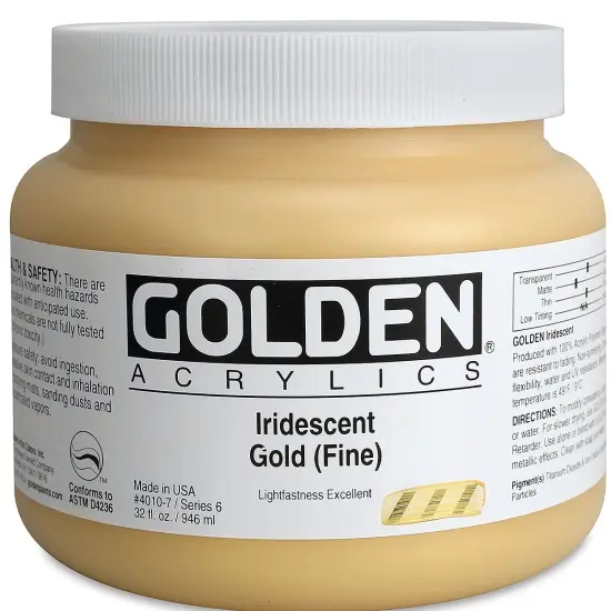 Golden Heavy Body Artist Acrylics - Iridescent Gold (Fine), 32 oz Jar {2}
