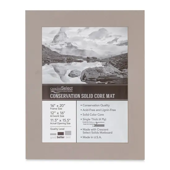 Crescent Select Conservation Solids Pre-Cut Mat - Gray, 4 ply, 16" x 20" {1}