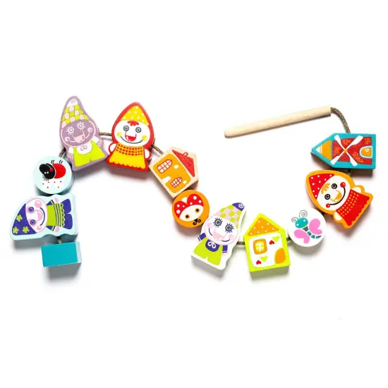 Wise Elk/Cubika Wooden Lacing Toy - Happy Dwarves {1}