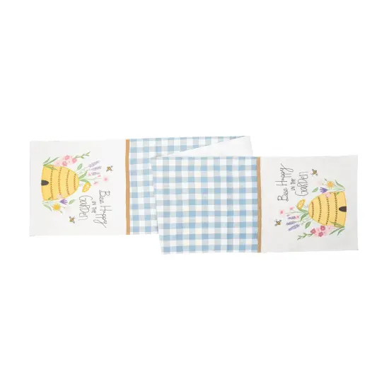 Bee Happy In Blue Embroidered Table Runner 13" x 72" {1}
