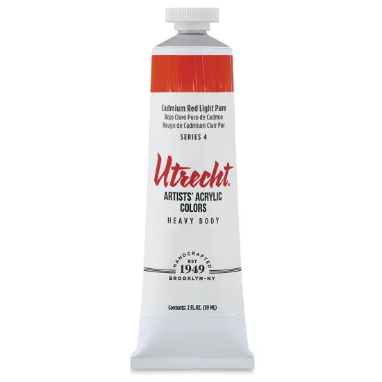 Utrecht Artists' Acrylic Paint - Cadmium Red Light, 2 oz tube {2}