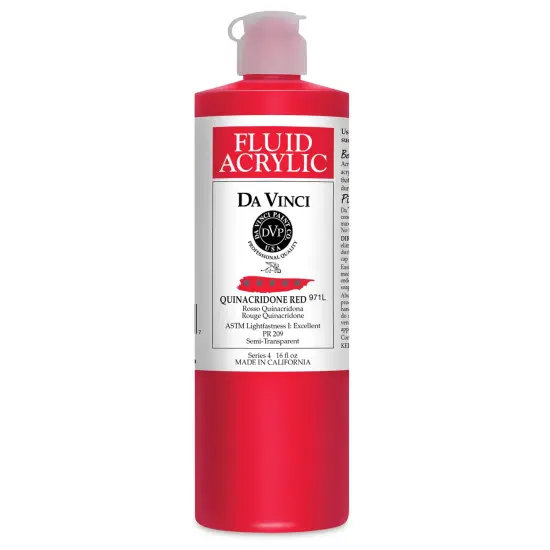 Da Vinci Fluid Acrylics - Quinacridone Red, 16 oz bottle {1}