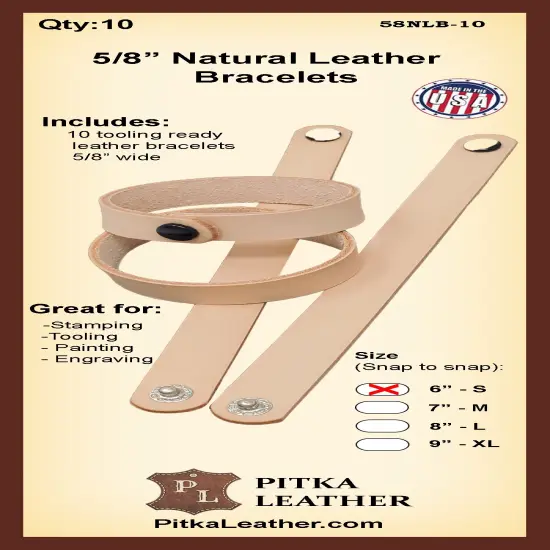5/8 Inch Natural Leather Bracelets Blank 10 Pack &ndash; DIY for Stamping, Tooling, Painting, Engraving, Burning & Decorating {1}
