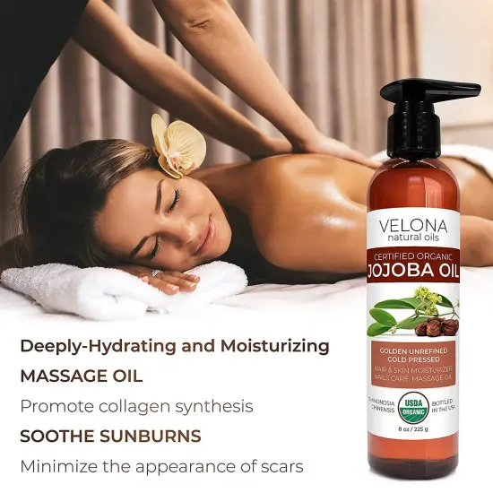 Velona Jojoba Oil USDA Certified Organic - 8 oz | 100% Pure and Natural Carrier Oil| Golden, Unrefined, Cold Pressed, Hexane Free | Moisturizing Face, Hair, Body, Skin Care, Stretch Marks, Cuticles | Use Today - Enjoy Results {3}