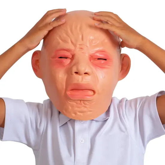Crying Baby Costume Mask - Angry Crybaby Funny Lifelike Rubber Face Mask Accessories for Costumes for Adults and Children {1}