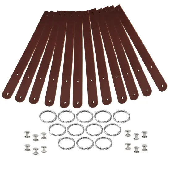 Blank Leather Keyrings 12 Pack &ndash; Pre-Cut Blanks with Hardware for Hot, Foil Stamping & Engraving Mahogany {1}