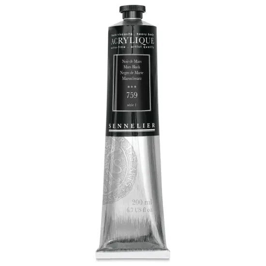 Sennelier Extra-Fine Artist Acryliques - Mars Black, 200 ml tube {1}