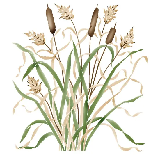 New Cattails Wall Stencil | 2607 by Designer Stencils | Reusable Art Craft Stencils for Painting on Walls, Canvas, Wood | {1}