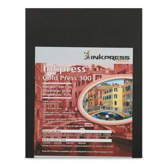 Inkpress Cold Press 300 Paper - 8-1/2" x 11", 300 gsm, 25 Sheets {1}