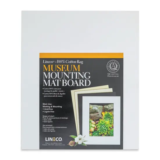 Lineco Cotton Rag Museum Mounting Boards - Pkg of 25, White, 8" x 10" {1}
