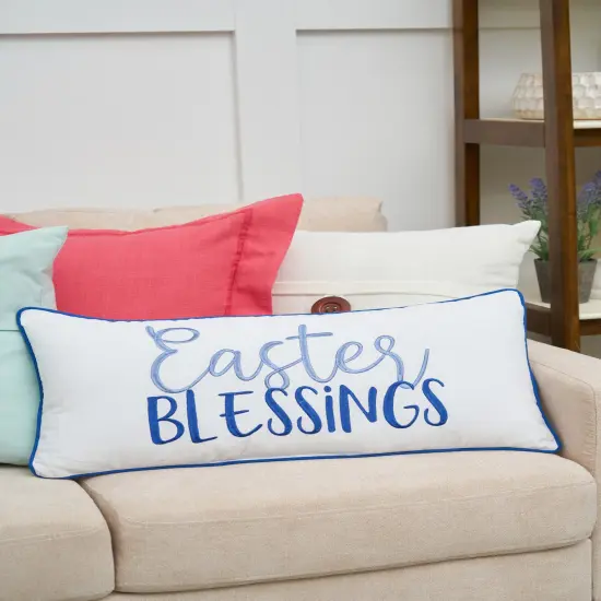Spring "Easter Blessings" Embroidered Accent Pillow, 12" x 24" {4}