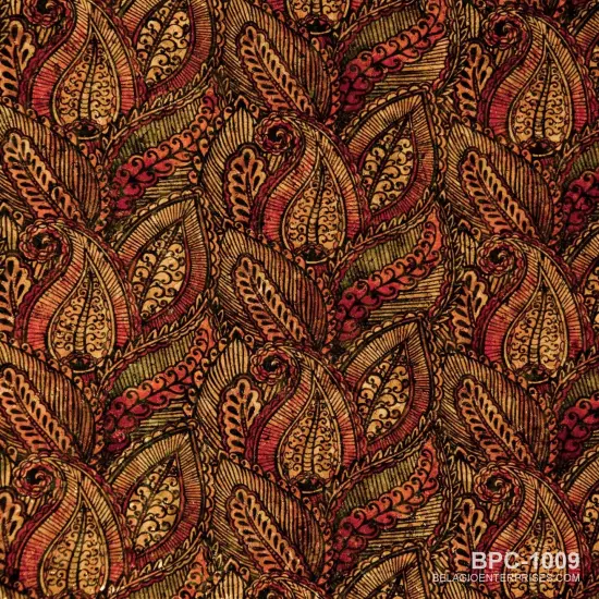 Belagio Cork Fabric, 18" x 15", Paisley Print, Red Multi {1}