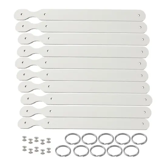 Blank Leather Keychains &ndash; 3/4" Full Grain DIY Kit (10 Pack)-Promotional-Fundraising-Personalized Gifts White {1}