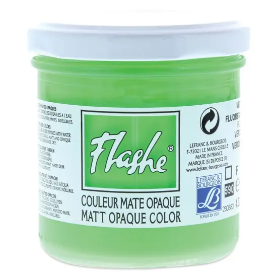 Lefranc & Bourgeois Flashe Vinyl Paint - Fluorescent Green, 125 ml jar {1}