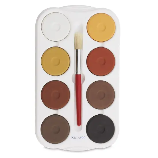 Richeson Tempera Cakes - Set of 8 with Tray and Brush, Multicultural Colors, Large Cakes {2}