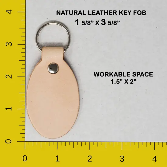 Blank Vegetable Tanned Leather Key Fobs &ndash; Ready for Stamping, Tooling & Engraving - 10 Pack {4}