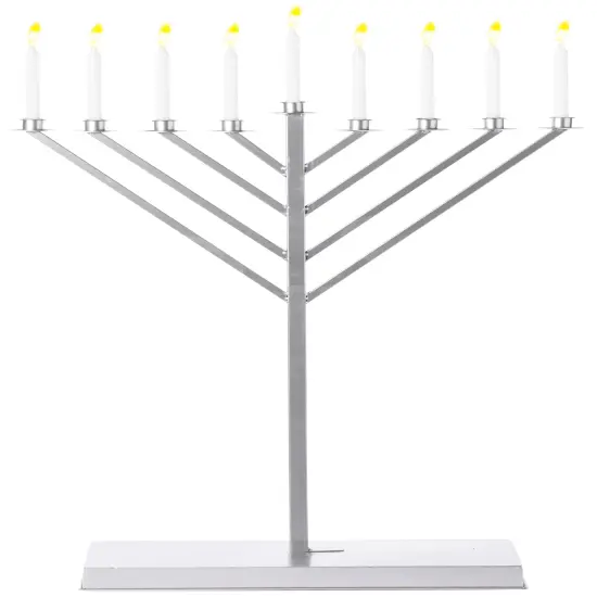 Large Metal Silver Coated Hanukkah Menorah For Synagogue {7}