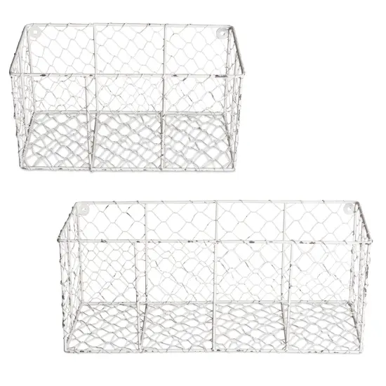 DII Vintage Grey Chickenwire Flatware Caddy With Clear Jars {1}
