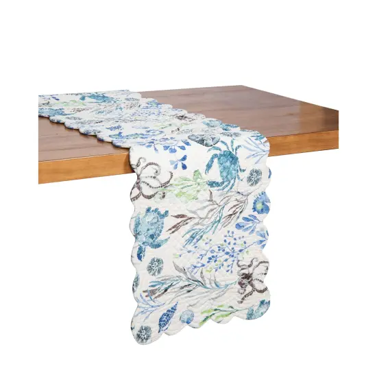 Crescent Bay Quilted Reversible Nautical Beach Table Runner 14" x 51" {3}