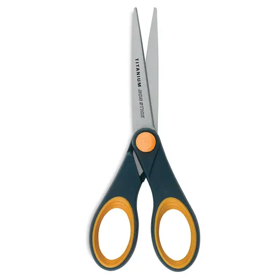 Westcott Bonded Scissors - 7", Gray/Yellow, Straight, Non-Stick Titanium {2}