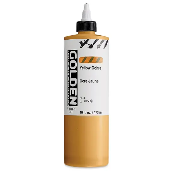 Golden High Flow Acrylics - Yellow Ochre, 16 oz bottle {1}