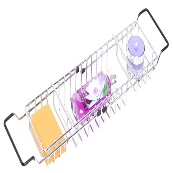 Expandable Metal Bathtub Caddy With, Rubber Handles {1}