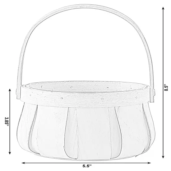 Small Round Natural Woodchip Wooden Decorative Storage Basket with Handle {6}