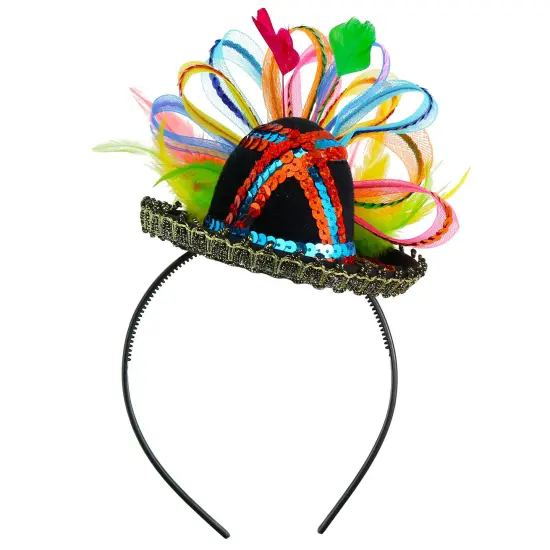 Womens Fiesta Sombrero Headband - Mexican Fancy Fascinator Girls Hair Accessories for Kids and Adults {1}