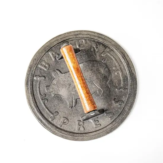 Norpro 8.75-Inch Cast Iron Bacon Press with Wood Handle, Round {3}