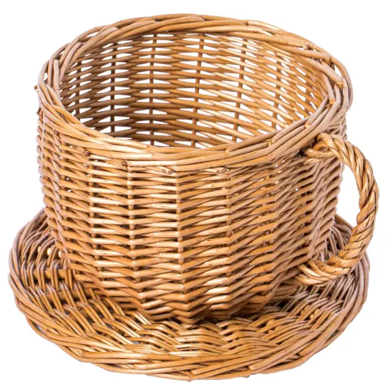 Wicker Saucer Coffee Mug Cup Decorative Gift Basket Desk Organizer {1}