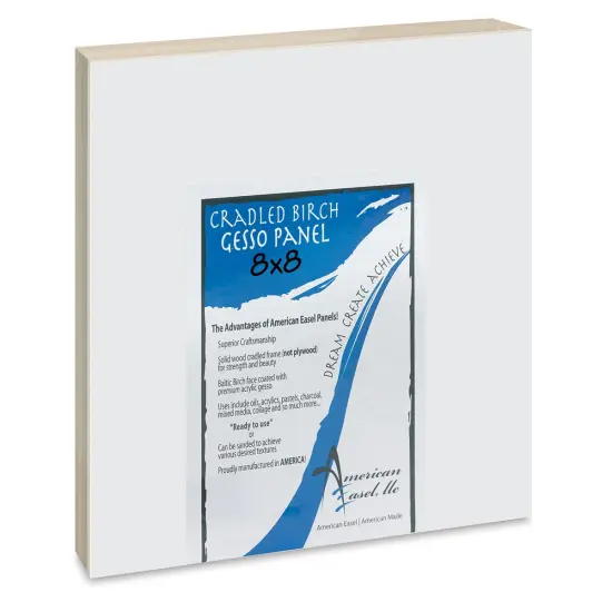 American Easel Gessoed Wood Painting Panel - 8" x 8", 7/8" Cradle {1}