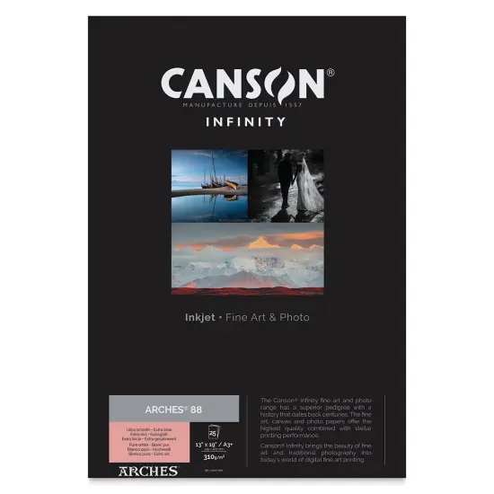 Canson Infinity Arches 88 Inkjet Fine Art and Photo Paper - 13" x 19", A3+, 310 gsm, Package of 25 {1}