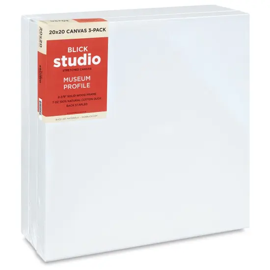Blick Studio Stretched Cotton Canvas - Museum Profile, 20" x 20", Pkg of 3 {2}