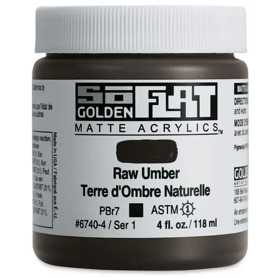 Golden SoFlat Matte Acrylic Paint - Raw Umber, 118 ml, Jar {1}