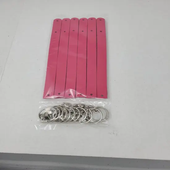 Blank Leather Keyrings 12 Pack &ndash; Pre-Cut Blanks with Hardware for Hot, Foil Stamping & Engraving Hot pink {2}