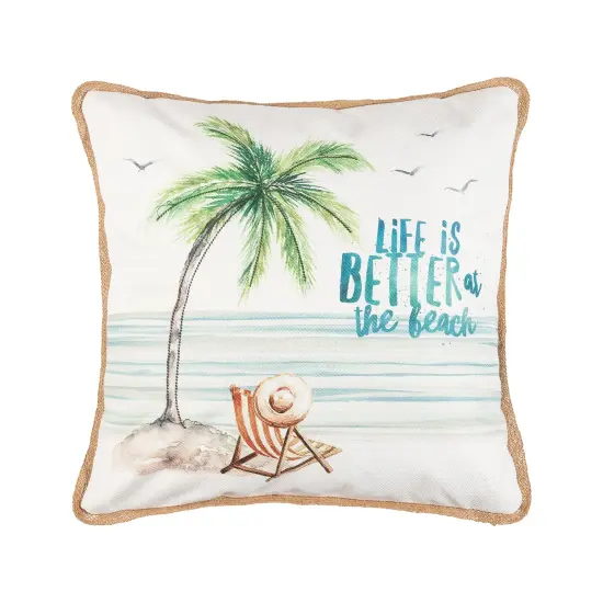 Life Is Better At The Beach Embroidered Throw Pillow, 18" x 18" {1}