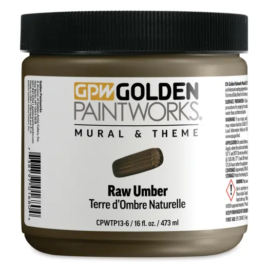 Golden Paintworks Mural and Theme Acrylic Paint - Raw Umber, 16 oz, Jar {1}