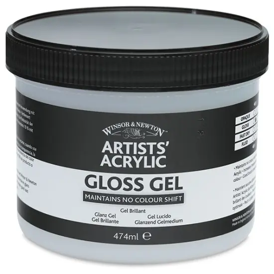 Winsor & Newton Artists' Acrylic Gel Medium - Gloss, 474 ml jar {1}