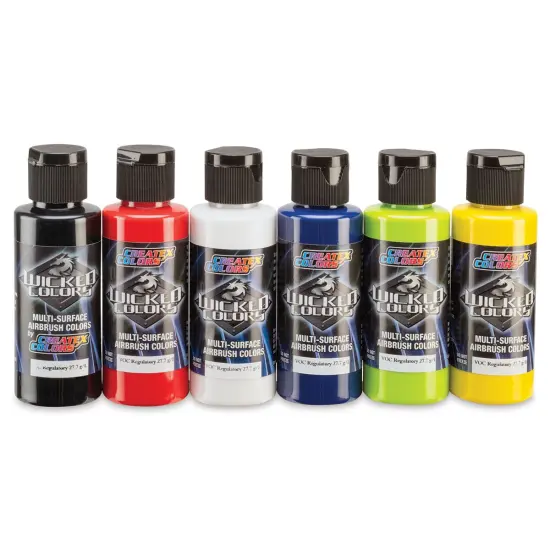 Createx Wicked Colors Airbrush Color - Opaque Primary, Set of 6, 2 oz, Bottles {1}