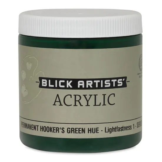 Blick Artists' Acrylic - Permanent Hooker's Green Hue, 8 oz jar {1}