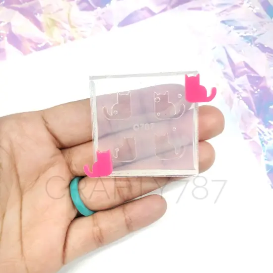 Cat Stud Earring Silicone Mold(B11) {1}
