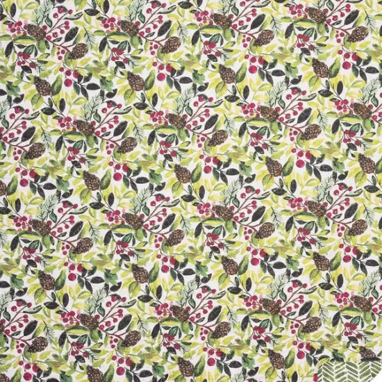 Tyson Pinecones & Berries Watercolor Pattern 100% Cotton Christmas Throw Blanket 48" x 60" {3}